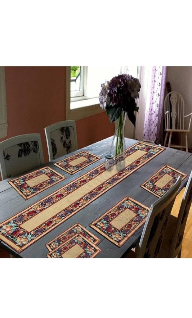 See full amazon price history chart for Bohohaven Jacquard Cotton Rectangular Dining Table Runner with mats 6 Seater | Anti Skid Table Mats Set of 6 and Runner Cloth Kitchen Placemat Set Washable and Heat Resistant (Biscuit) Bohohaven Jacquard Cotton Rectangular Dining Table Runner with mats 6 Seater | Anti Skid Table Mats Set of 6 and Runner Cloth Kitchen Placemat Set Washable and Heat Resistant (Biscuit) (B0CRDSGMHG) Amazon Price History, Amazon Price Tracker