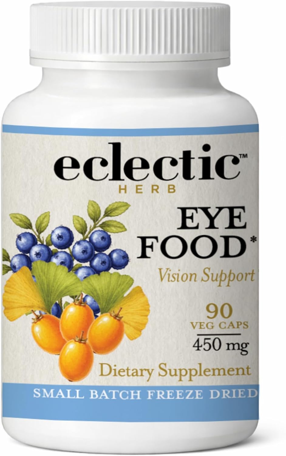 Eclectic Herb - Eye Food Capsules | Vision Support, Superfood Vitamin and Mineral Supplement | Supports Eye Health | Bilberry + Ginkgo | Vegan, Non GMO, Gluten Free (90 CT | 450 mg)