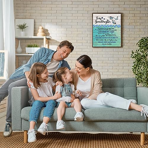 American Luxury Gifts To My Granddaughter - Floral Inspirational Quote Wall Decor, Butterfly Heart Family Wall Art Print thumb #2