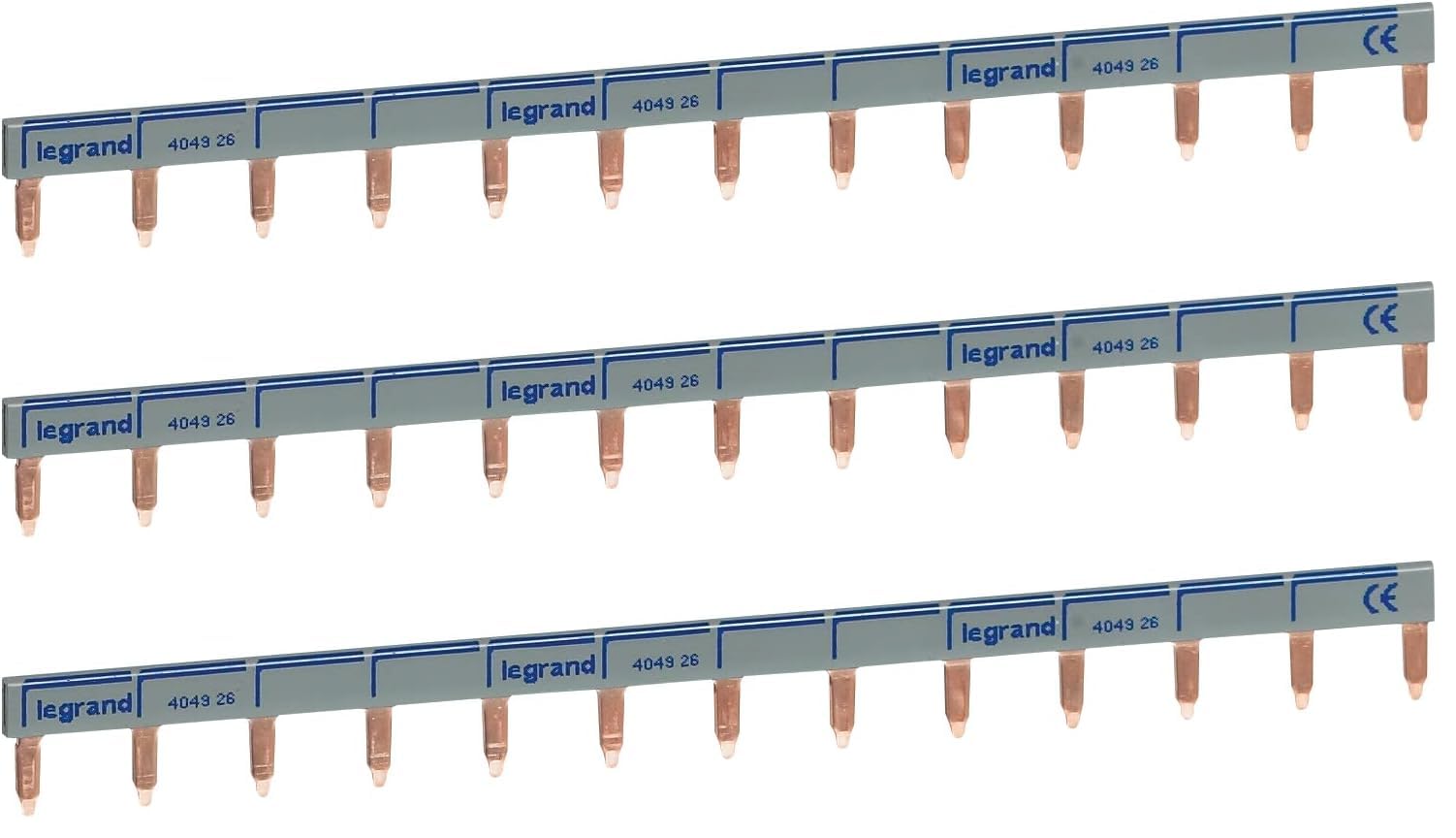 Legrand 404926E Peigne d'alimentation, distributeur, unipolaire 13 modules, 1 phase, 1 phase neutre, grande capacité, blanc (Lot de 3)