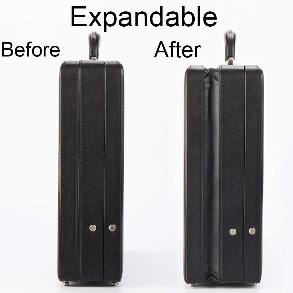 Expandable Hard Briefcases Laptop Attache for Men Business Brief Case with Lock - Black