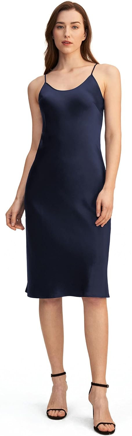 LilySilk Silk Maxi Dress for Women Sexy Backless Cami Dress with V-Neck & Adjustable Straps for Wedding Prom Party