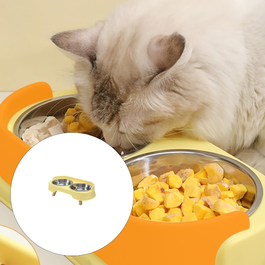 Set di ciotole per animali domestici in acciaio inox per animali domestici, con base per gatti, uso domestico, grande capacità, doppia ciotola