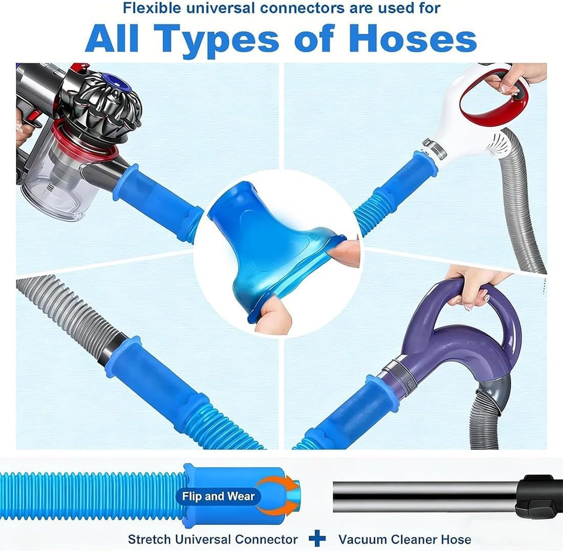 Upgraded Dryer Vent Cleaner Kit - 31.5" Flexible Dryer Lint Vac Attachment, Universal Fit for Most Vacuum Cleaners, Deep Cleans Clogged Vents, Dryer Vent Cleaning Tool, Reduces Fire Hazards (Blue) - 4