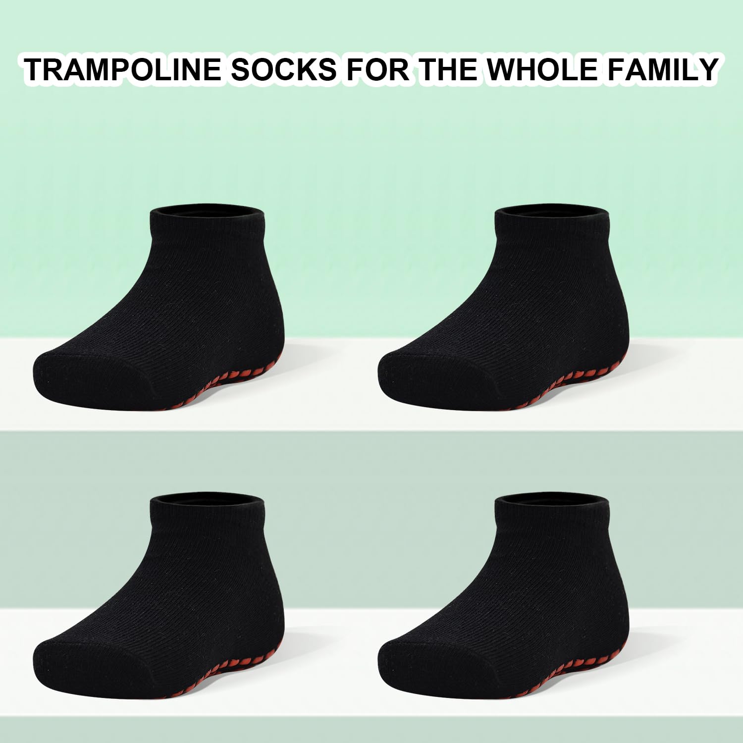SkiBeaut Calcetines antideslizantes para cama elástica para niños, jóvenes y adultos, calcetines deportivos para niños, niñas, calcetines de yoga, mujeres y hombres, 4 pares