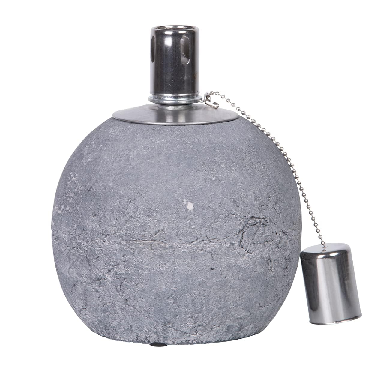 MAISONICA Oil Lamp Concrete Stainless Steel Wick Burner Ball Small Garden Outdoor