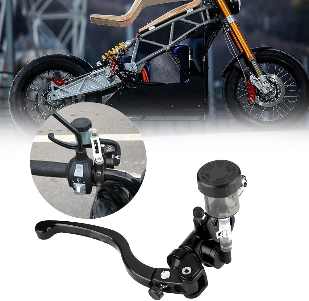 Brake Hydraulic Clutch Lever, Master Cylinder Pump for Electric Motorcycles, Scooters with CNC Aluminum Alloy Material, Ox Horn Appearance, for Easy Oil Tube Emptying (Black)