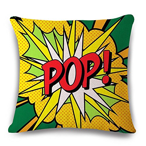 Easternproject Super Hero Throw Pillow Case Cushion Cover Comic Book Exclamation Pattern Decorative Square 18x18 Inch Pillowcase Best Gift (POP! 01)
