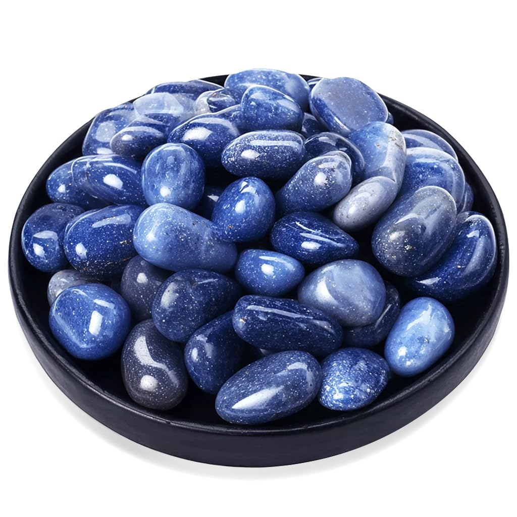 Blue Aventurine Healing Crystal Stone Set - 24 Pieces, 0.6" Natural &amp; Polished Stones for Healing, Meditation, Reiki, Chakra, Crafting &amp; Decoration