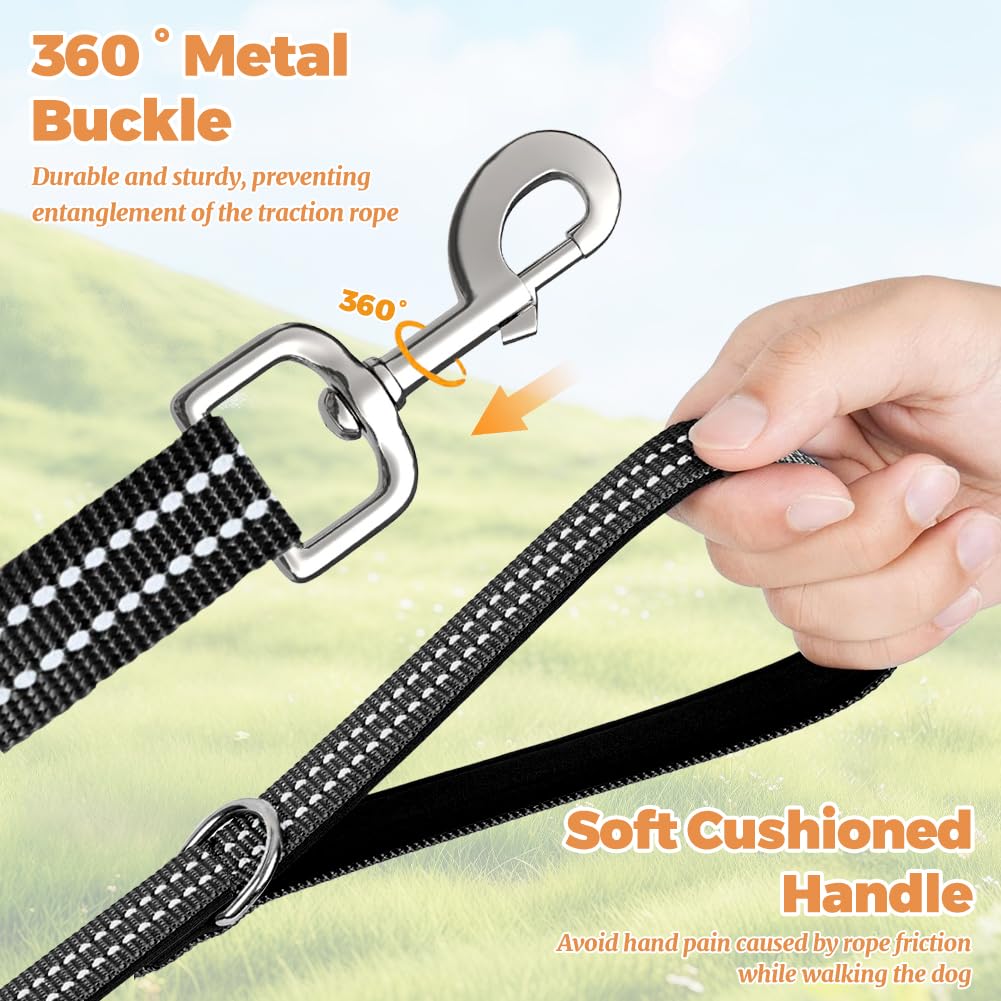Correa Perro Adiestramiento, 5M/10M/18M Cuerda Larga Grande, Nylon Suave Correas Reflectante con Gomas para Perros Grande y Pequeño, para Entrenar, Acampar, Pasear- Negro — view 2