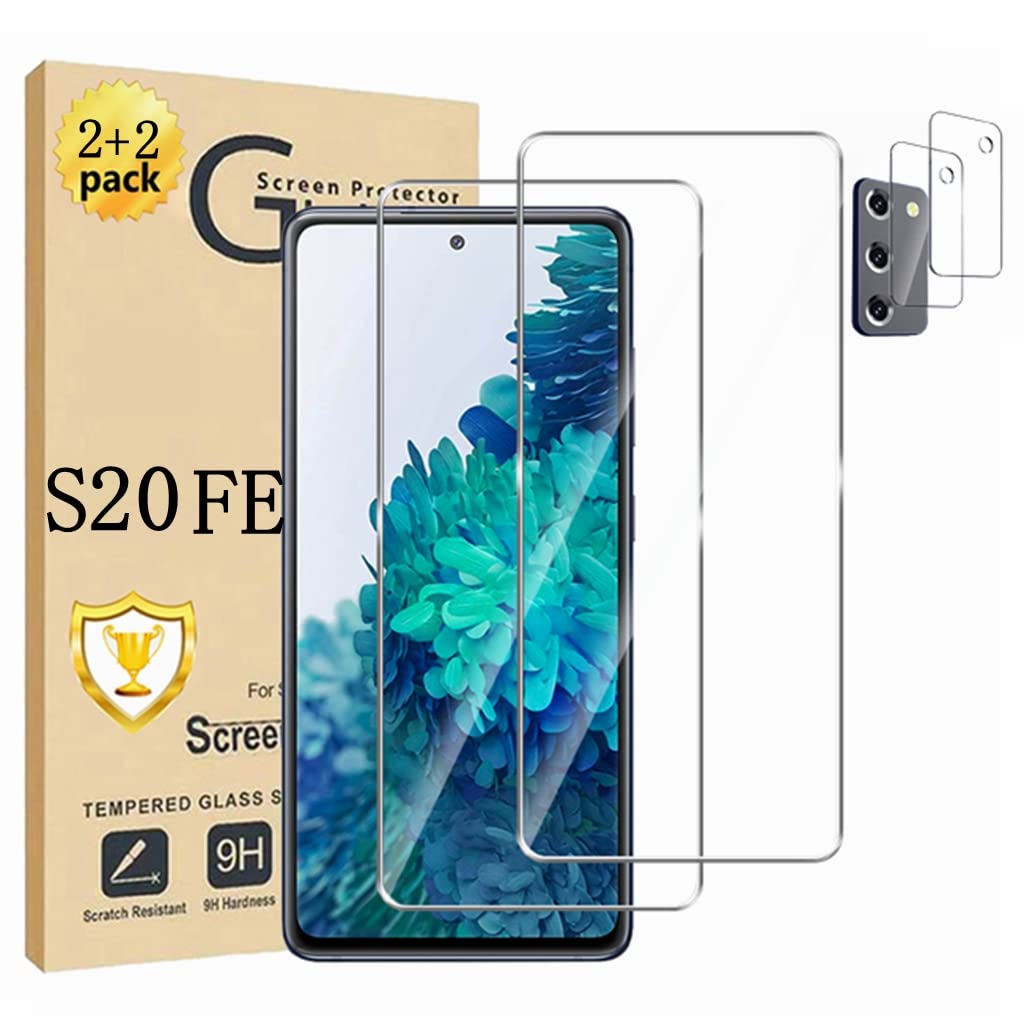 Galaxy S20 FE Screen Protector【2+2 Pack】 Camera Lens Protector 9H  Compatible Fingerprint Bubble Proof Tempered Glass Screen Protector for  Samsung