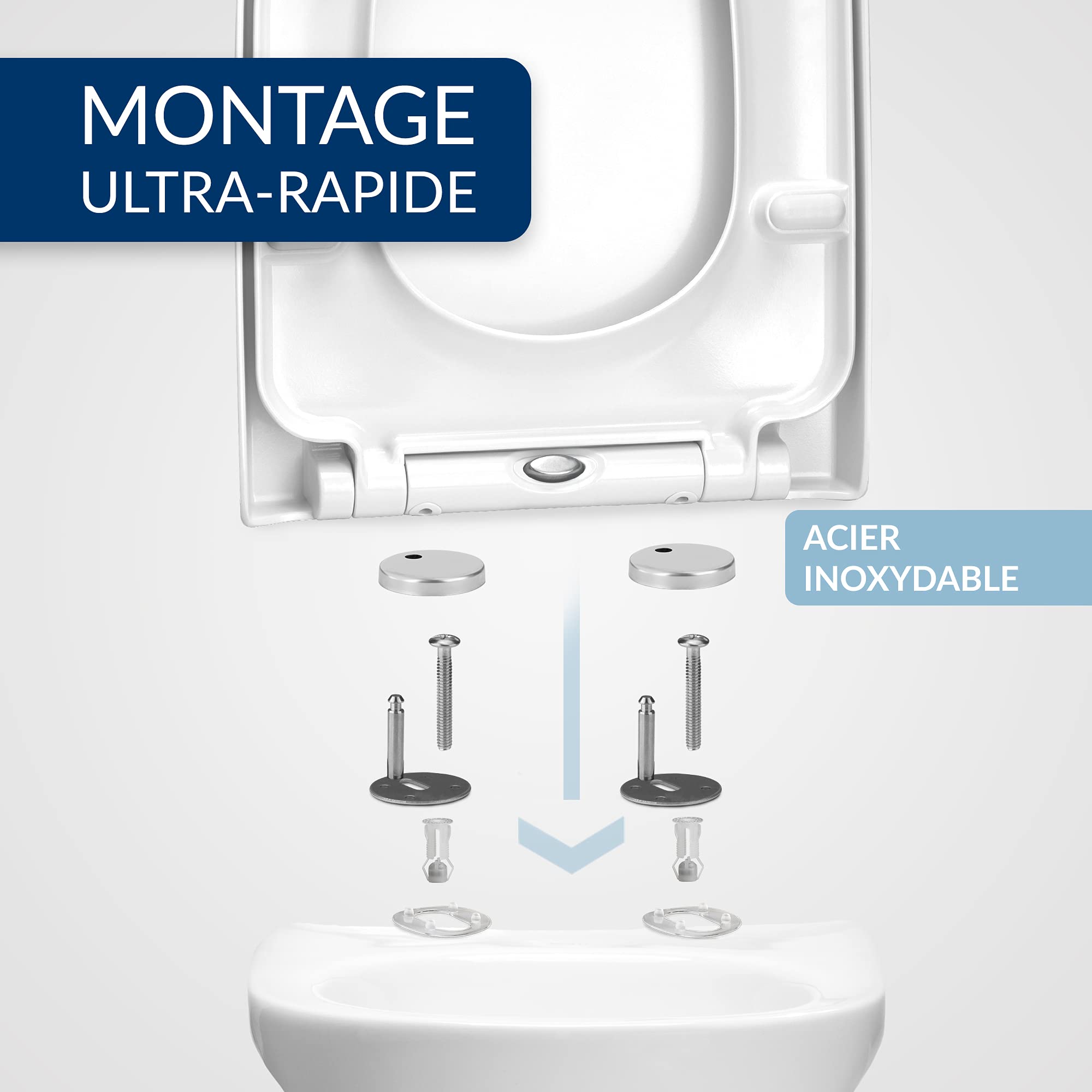 Comodo Lunette de toilette - Lunette de toilette avec fermeture en douceur - Lunette de toilette antibactérienne - Lunette WC universelle [accessoires de montage incl.]