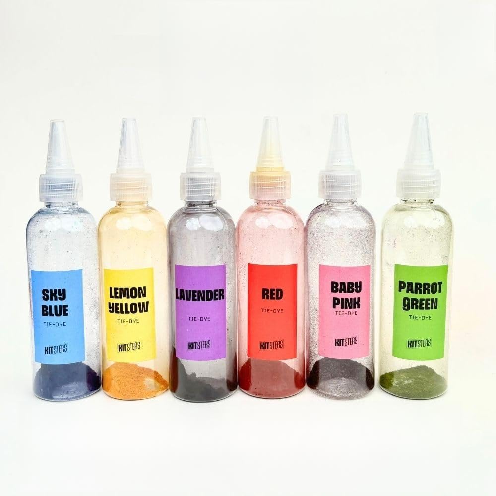 Kitsters DIY Tie-Dye Colours – Pack of 6 Vibrant Shades | Fabric Dye for T-Shirts, Bags & DIY Projects | Easy to Use | Non-Toxic | Long-Lasting Colour | Art & Craft | Fun Activity for Kids & Adults |-image-23