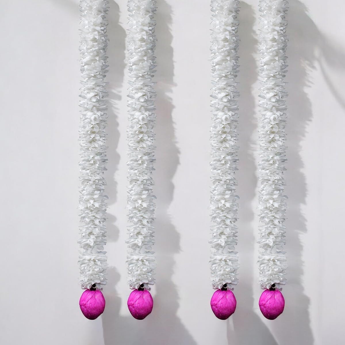 9Dzine Pink Lotus Buds Hangings for Main Door Entrance (4 Pieces), MDF Flowers Hanging Items for Ganesh Festival Pooja Room Pink Lotus Hangings for Decoration Temple Decor Shop Office Decor.