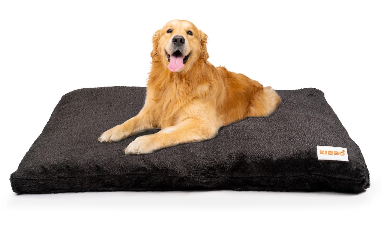 KIBBO Faux Fur Winter Flat Bed for Dogs & Cats| Detachable Cover & Anti-Skid Base with Soft Faux Fabric, Spacious & Vers