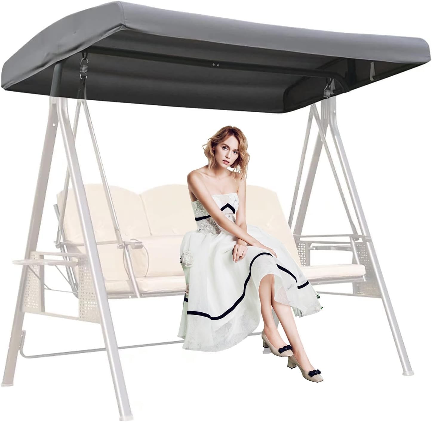 Swings Roof Garden Swing Cover Waterproof Windproof Anti UV Heavy Duty Rip Proof Hammock Top Cover Replacement Canopy Canopy Oxford Cloth Swing Cover,Grey,210D:191cm*120cm*18cm
