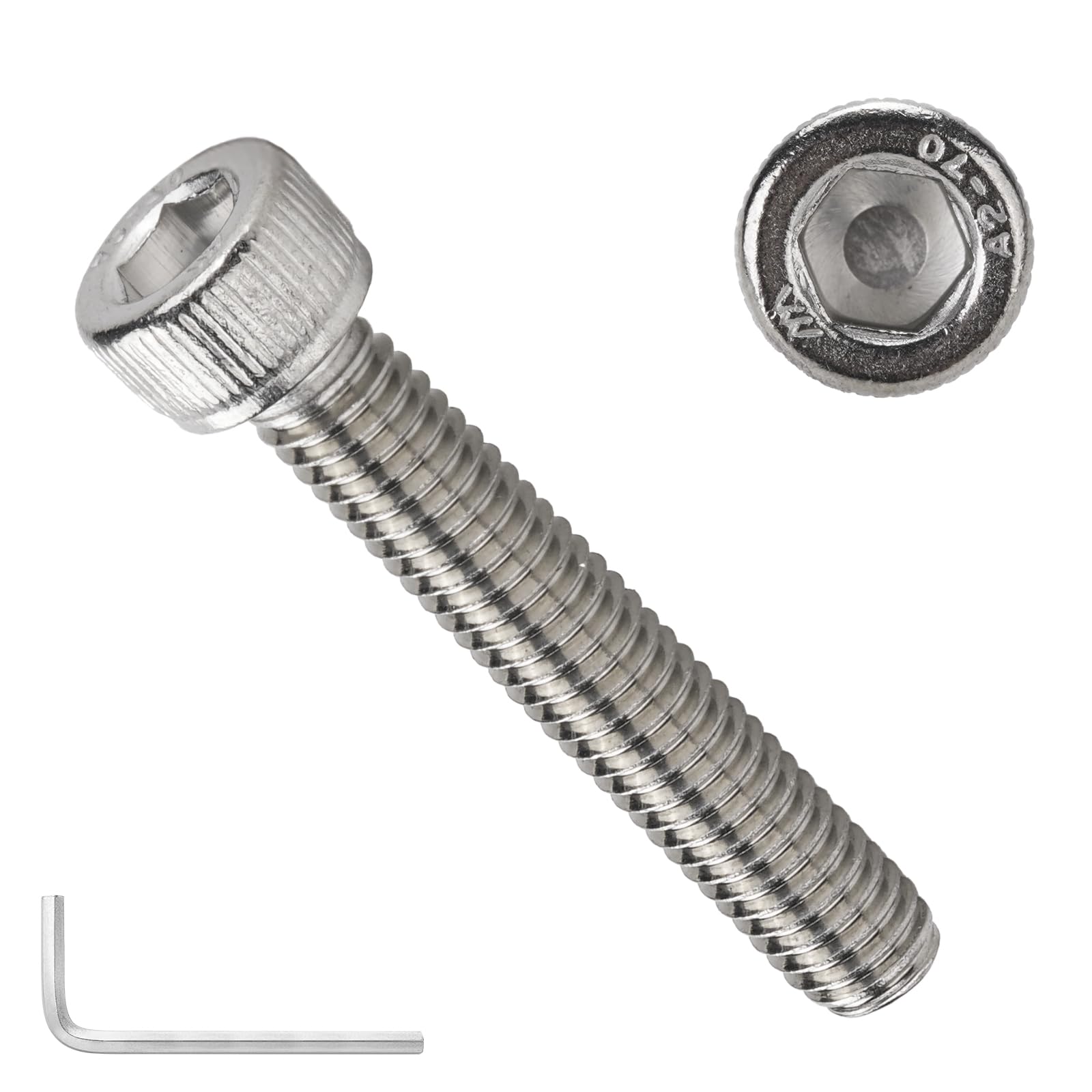 HKDZ M4 Bolts, 100pcs M4×8mm 304 Stainless Steel Hex Socket Head Cap Screws – A2-70 Fully Threaded Allen Key Bolts, DIN912 Metric Machine Screws for Furniture & Machinery