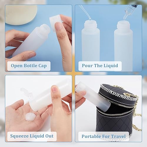 Miniatura 4 de BENECREAT Paquete de 8 botellas exprimibles de viaje de 1.7 fl oz y 1.7 onzas, botella de plástico transparente con tapa abatible, recipientes de