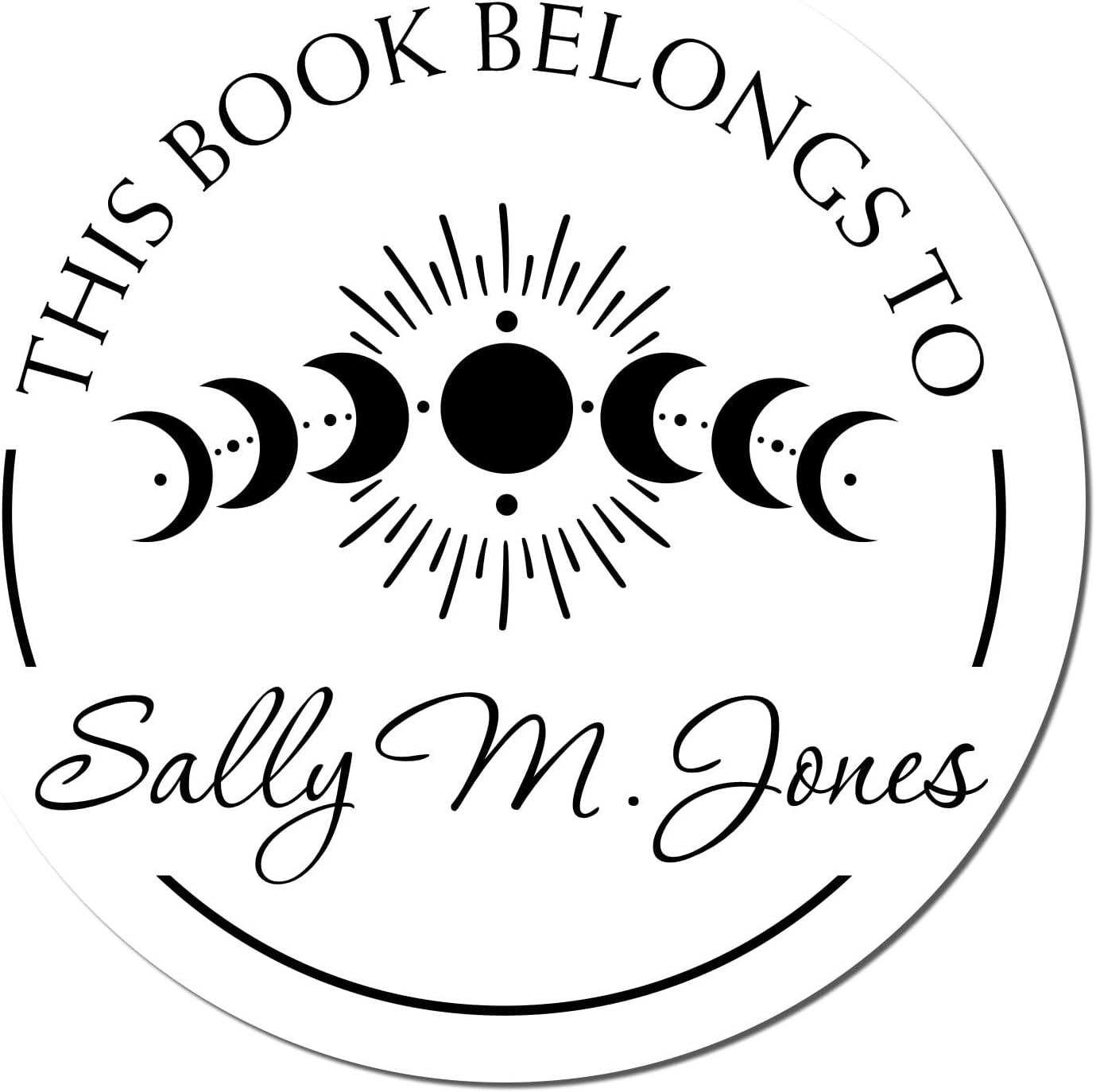 Personalized Book Label Stamper - Self-Inking Obsidian Serenade Tarot Book Lover Gift Stamp for Journals & Library Books - Custom Library Bookplate Stamp with Mystical Design, 1-5/8" Ink Stamper