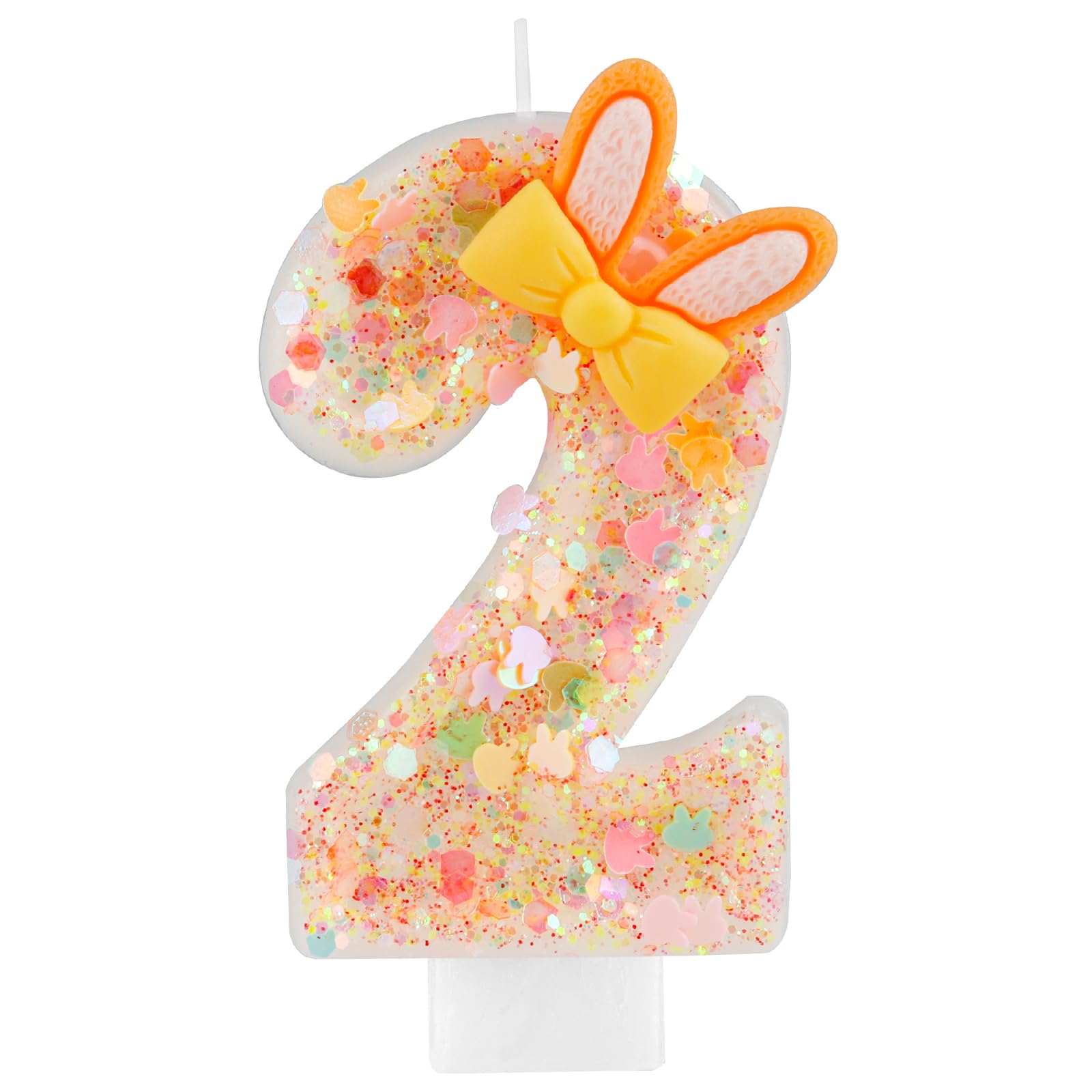 2nd Birthday Candles for Girls, Cute Bunny Number Candles for Cake Topper Decorations for Girls Birthday Party Wedding Anniversary Celebration Supplies