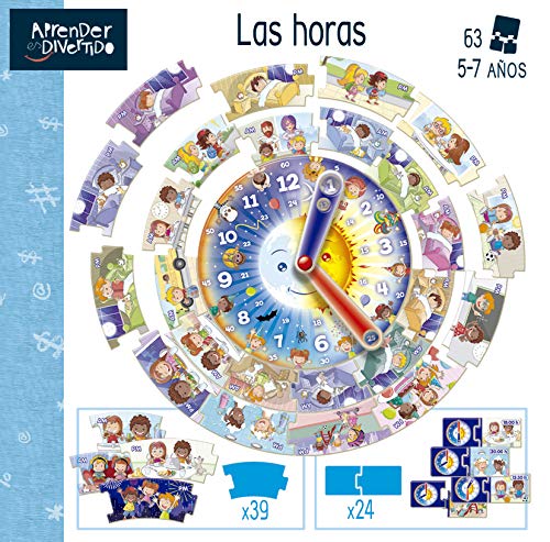 Educa - Aprender es Divertido, Las Horas, Juego Educativo para niños, a Partir de 5 años Donde aprenderán a Leer el Reloj, manipular Las Agujas y practicarán los Conceptos de Hora (18698)