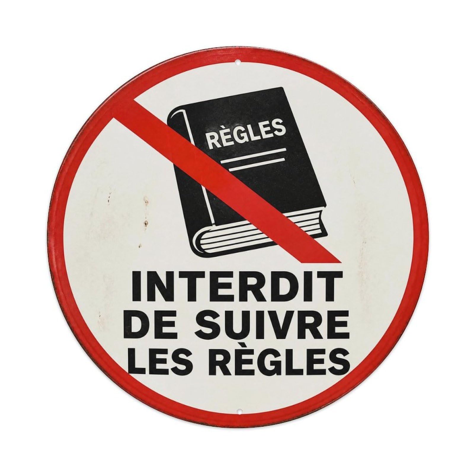 Olyhtr 8X8inch Classic Style Traditional Typography Follow Rules French Witty Notice Metal Tin Sign