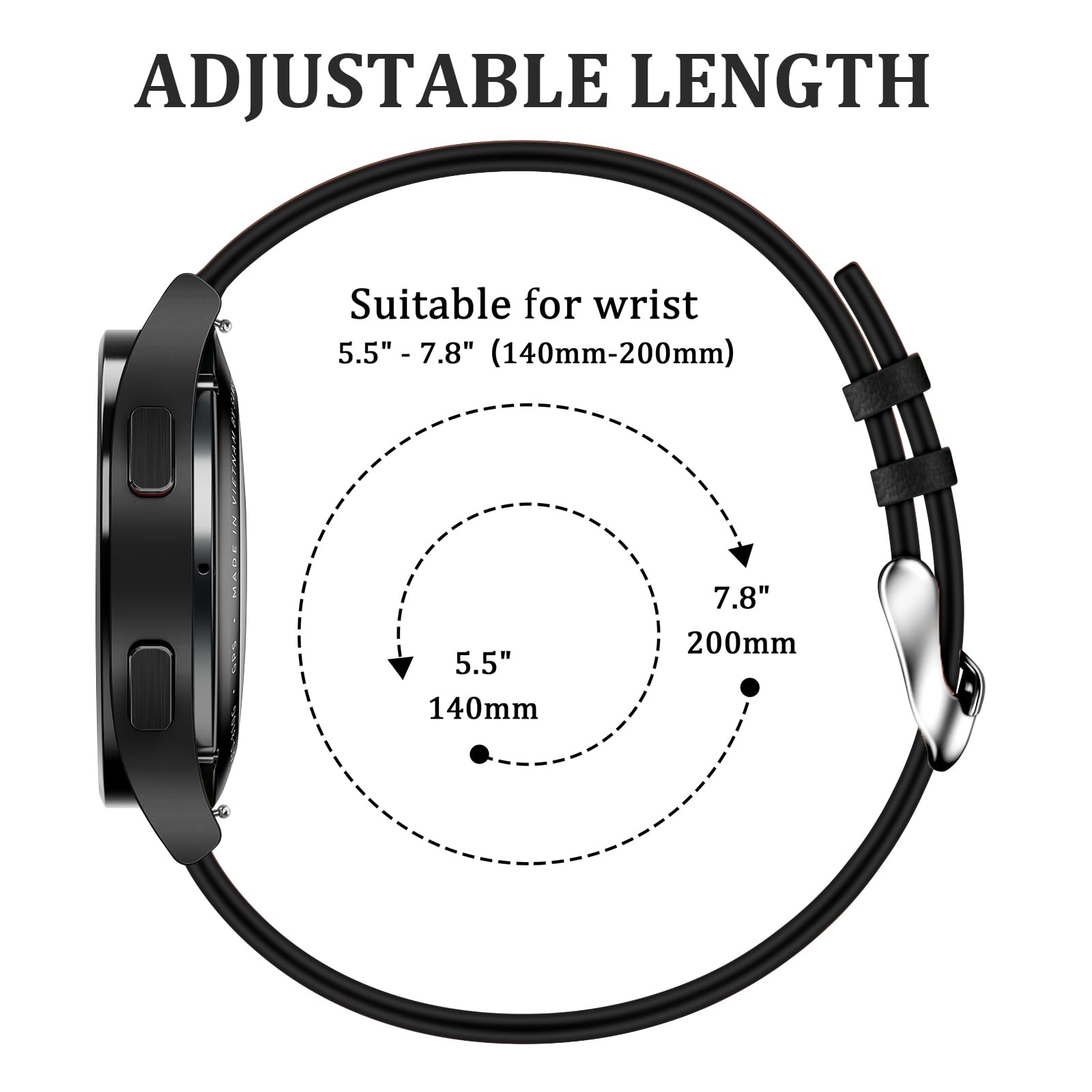 Leather Strap for Garmin Vivoactive 4s, Venu 3s/2s, Forerunner 255s/265s, Vivomove 3s - Image 3