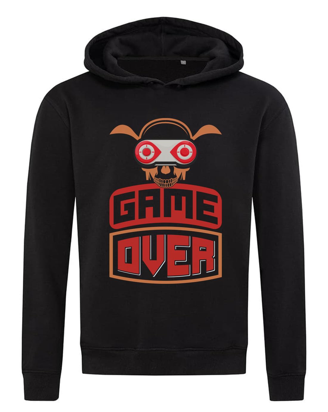 Felpa con cappuccio Game Over Animal Graphic in misto cotone nero