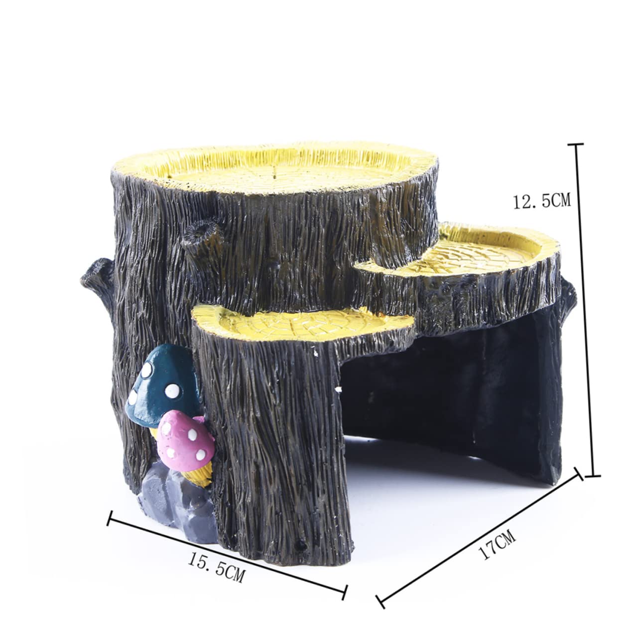 Nascondiglio in Resina per Rettili e Pesci per Terrario e Acquario | Ornamento Mini Ceppo, 1 Pezzo, Decorazione Paesaggistica per Habitat, Uso in Vasca