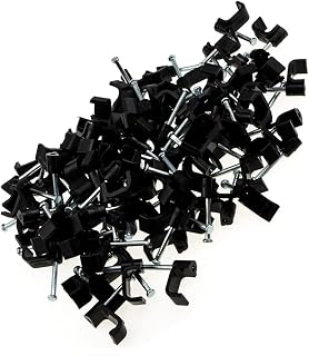 Merriway BH04444 (100 Pcs) Twin Shotgun Black Cable Clips for WF65/CT63 Coaxial Phone, Ethernet and Internet Satellite Television Cable, 10 mm - Pack of 100 Pieces