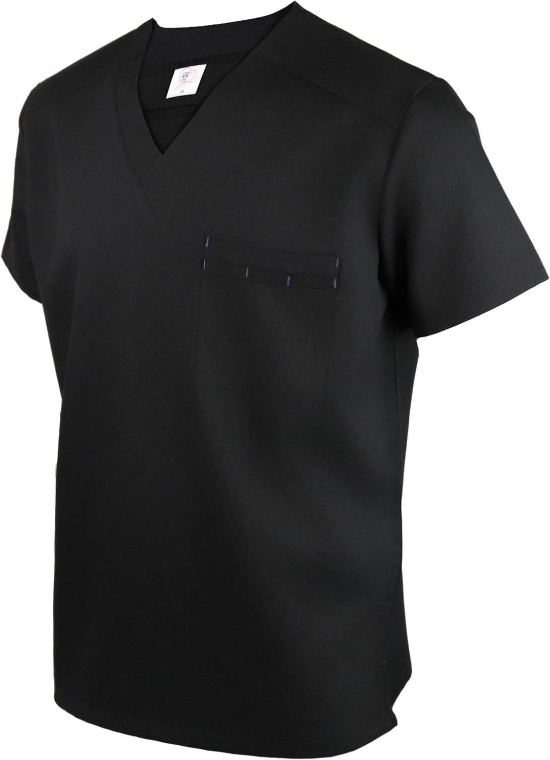Men's Scrubs Top, Reinforced Chest Pocket & Hem, Stretch V-Neck Work Shirt, Moisture-Wicking & Anti-Wrinkle