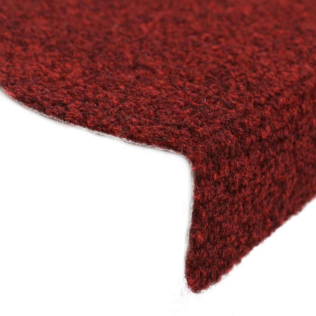 vidaXL Tappetini per Scale autoadesivi 15 pz 56x17x3 cm Bordeaux Rosso Semicircolari