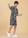 Ninos Dreams Half Sleeves Black Abstract Print Boys Tshirt & Shorts Set gallery image