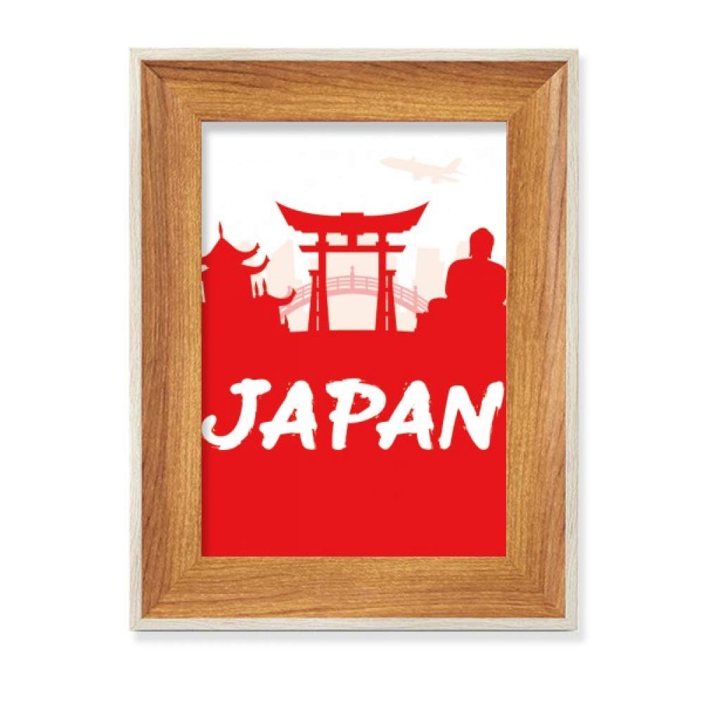 Cadre de Photo en Bois Landmark Japon Affichage Tableau Art Peinture Rouge Bureau