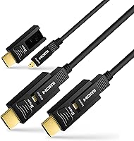 Vista 8 de DTech Cable HDMI de fibra óptica de 25 pies 4K 60Hz YUV 444 18Gbps Ultra HD con doble conector micro a estándar cable HDMI para proyector de TV