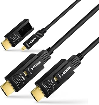 DTECH Fiber Optic HDMI Cable 100 Feet 4K 60Hz 444 Chroma Subsampling 18Gbps High Speed Ultra HD 100ft Micro HDMI to Standard HDMI Cord Removable Ends Compatible with TV Projector Computer Monitor