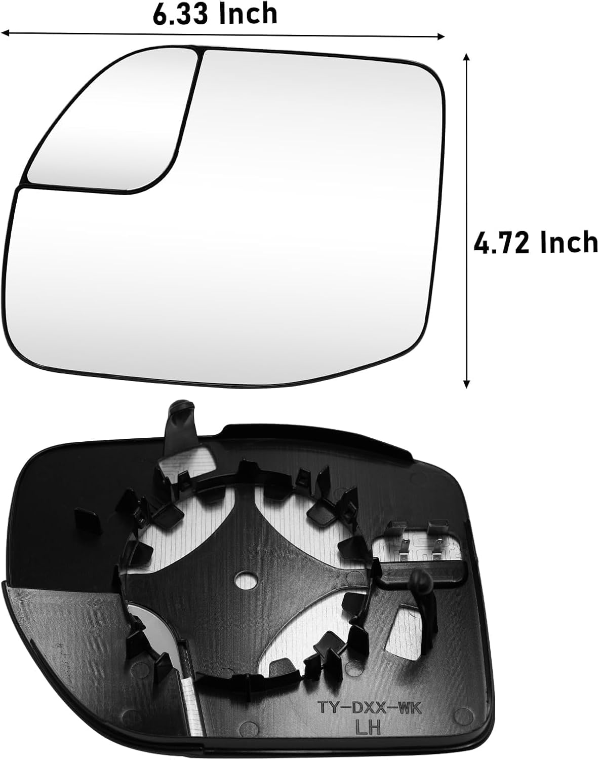 Power Heated Mirror Glass Compatible with Ford Maverick 2022 2023 2024, Left Driver Side Exterior Mirror Glass Lens Replacement for Maverick XLT/Lariat with Heating Function, Left Side