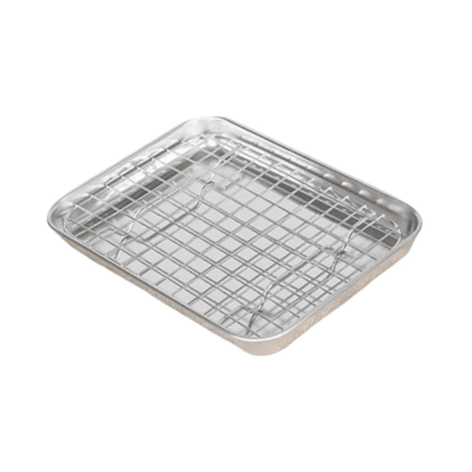 Plateau avec grille en acier inoxydable 23.5x17.5 cm pour rôtir