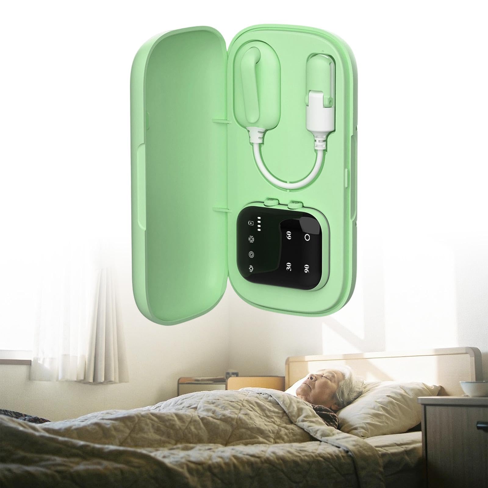 Alarma inalámbrica para enuresis, alarma de con receptor, entrenamiento para ir al baño para niños y mayores, Verde