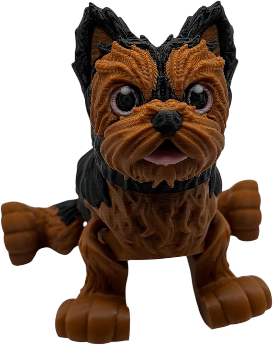 Articulated Yorkshire Terrier Dog Fidget Toy, 3D Printed Decoration, Black and Brown (Regular)