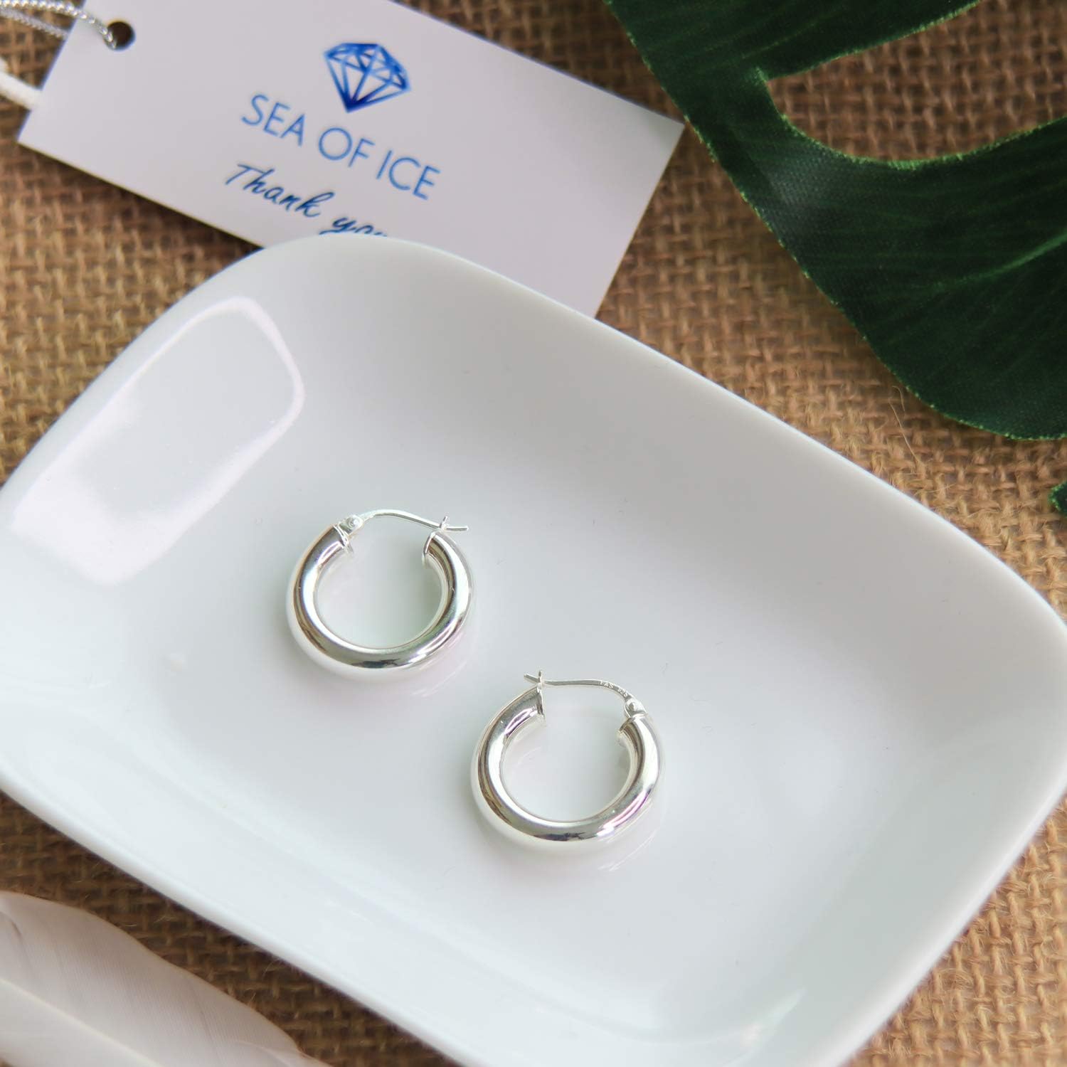Sterling Silver Polished Finish Round-Tube Hoop Earrings 4mm Wide 15mm-30mm Diameter - Image 6