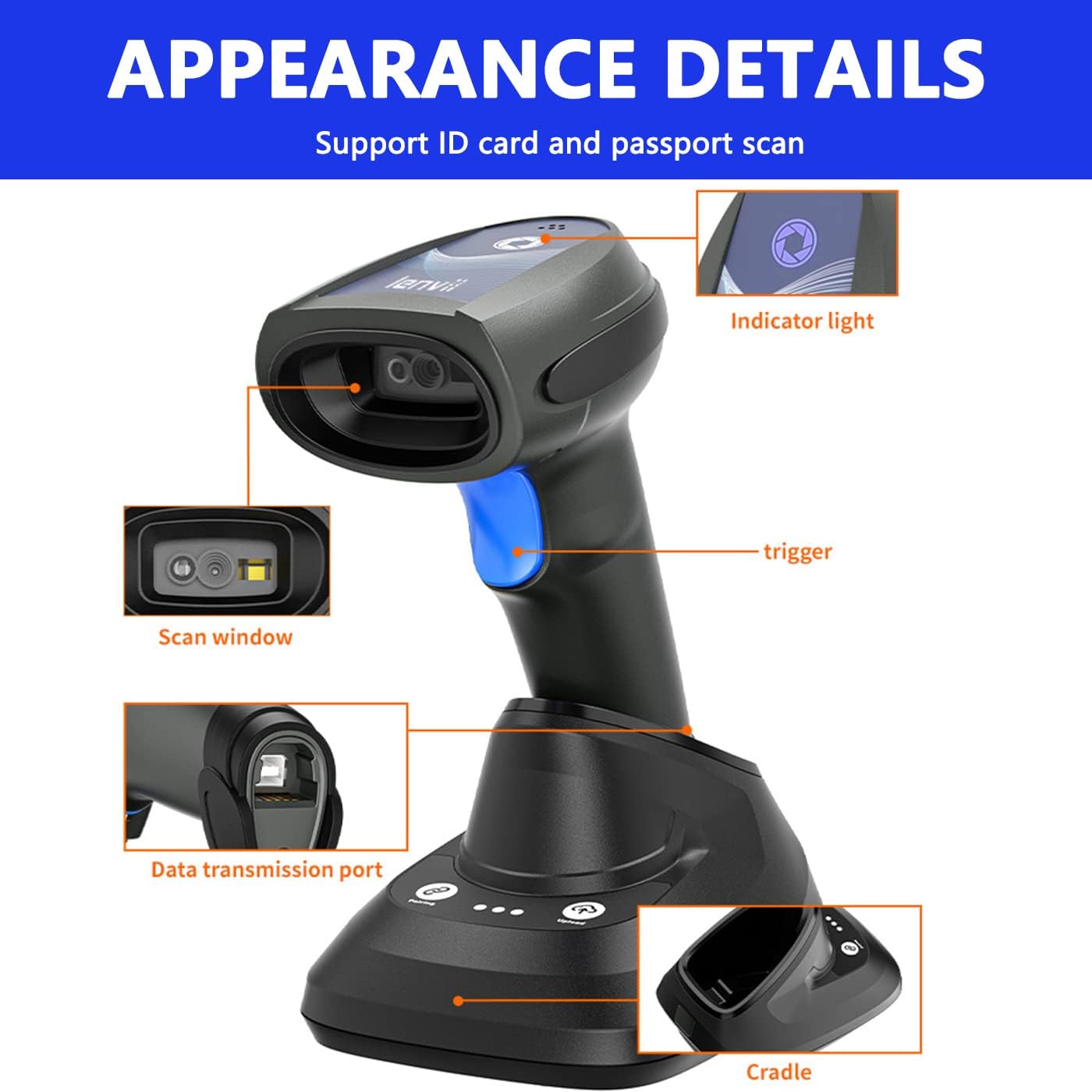 LENVII CW888 Barcode Scanner Appearance Details