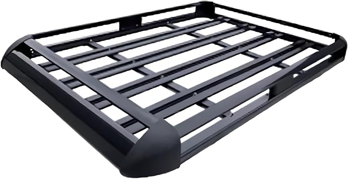 Roof Rack Basket for SUV Aluminum Cargo Holder 150 Kg/330 Lbs Load Capacity with Side Guard Rails Universal Car Roof Rack for Travel Camping Luggage StorageBlack,140x100cm
