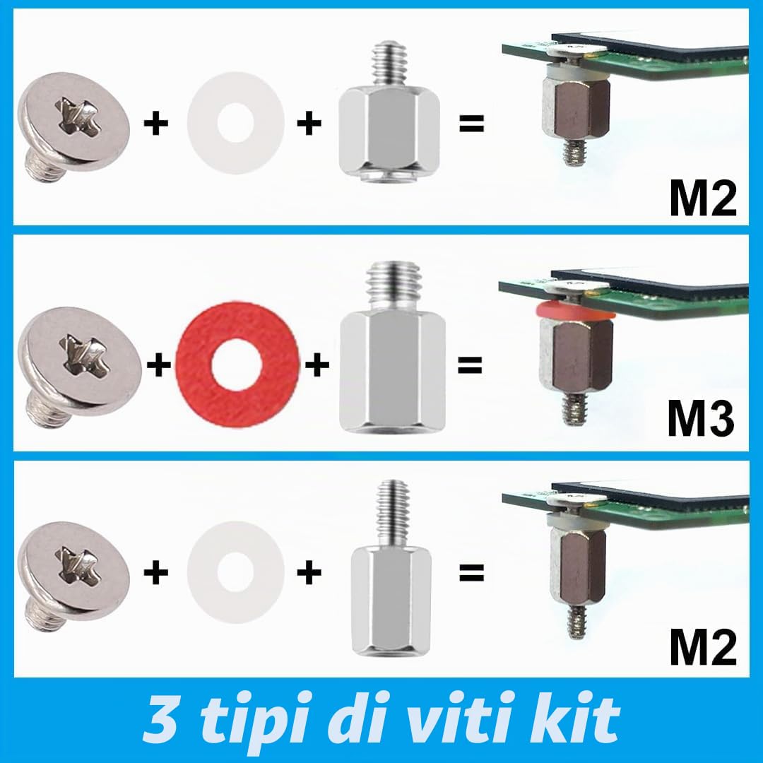 Vite SSD M.2, 19 pezzi viti per montaggio e distanziatore e cacciavite, set di viti PC per scheda madre Nvme Asus Msi Gigabyte