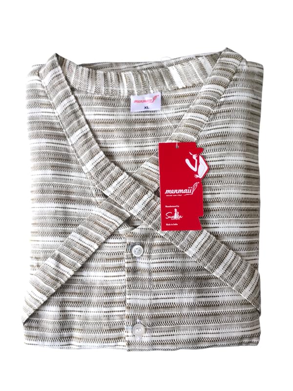Image of MENMAII Women's [L-4XL] Full Open /Front Buttoned [a Kind of Adaptive Clothing] Multipurpose Nighty for Maternity /Pregnancy /Elderly /Patient /Feeding /Hospital Purpose Nighty Calf Length