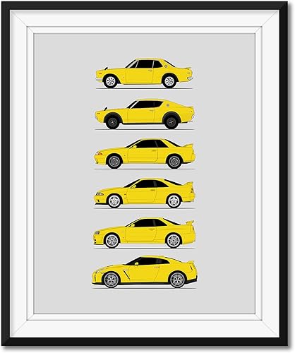 Miniatura 64 de Handmade Poster compatible with Nissan Skyline GT-R Print of Nissan Skyline GTR (KPGC10, KPGC110, R32, R33, R34, R35) - Red, 11x14" Metallic Print