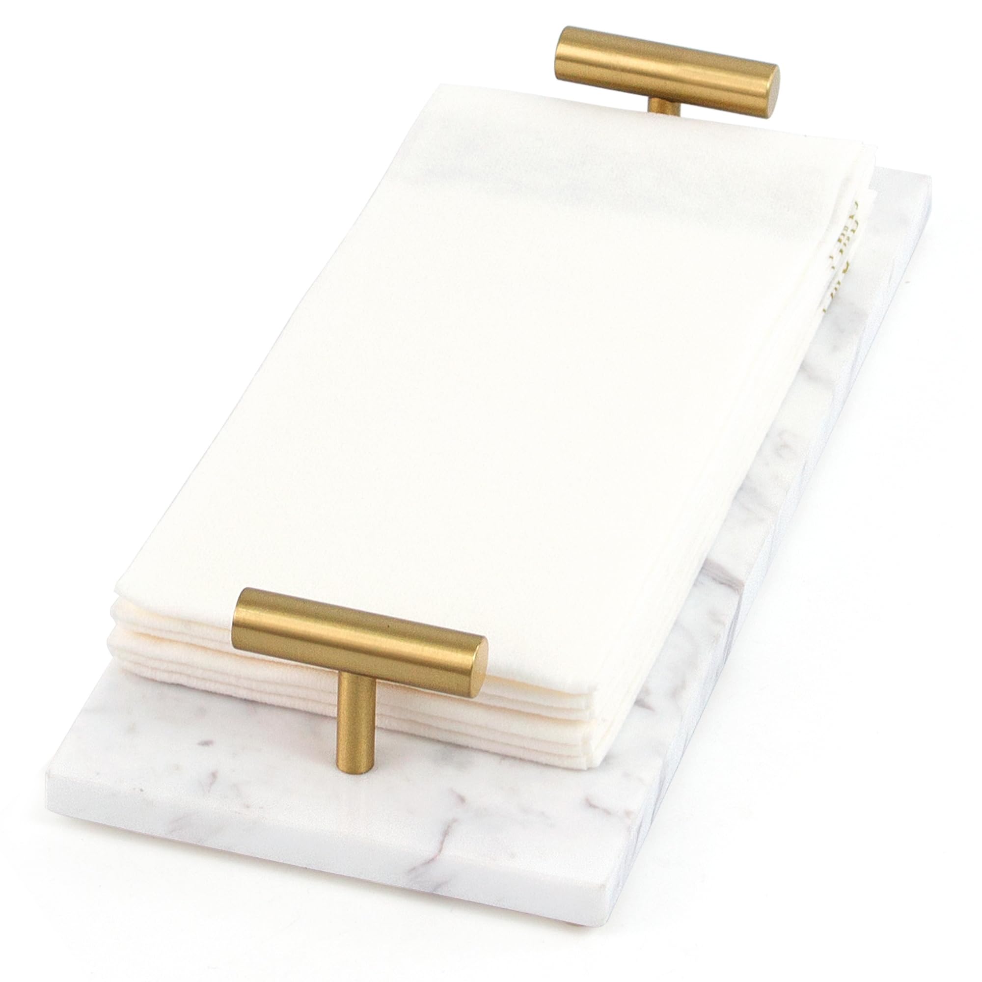 Bandeja para toallas de baño para solucionar desorden encimera mármol natural blanco pesado