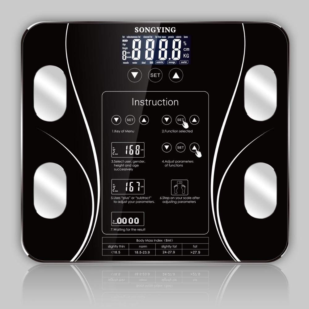 Ubervia Digital Bathroom Scales - Weighing scale High Precision Body Scale Smart Weighing Scales Bathroom Body Scale Digital Human Weight Scales 180Kg400Lb Black-picture-16