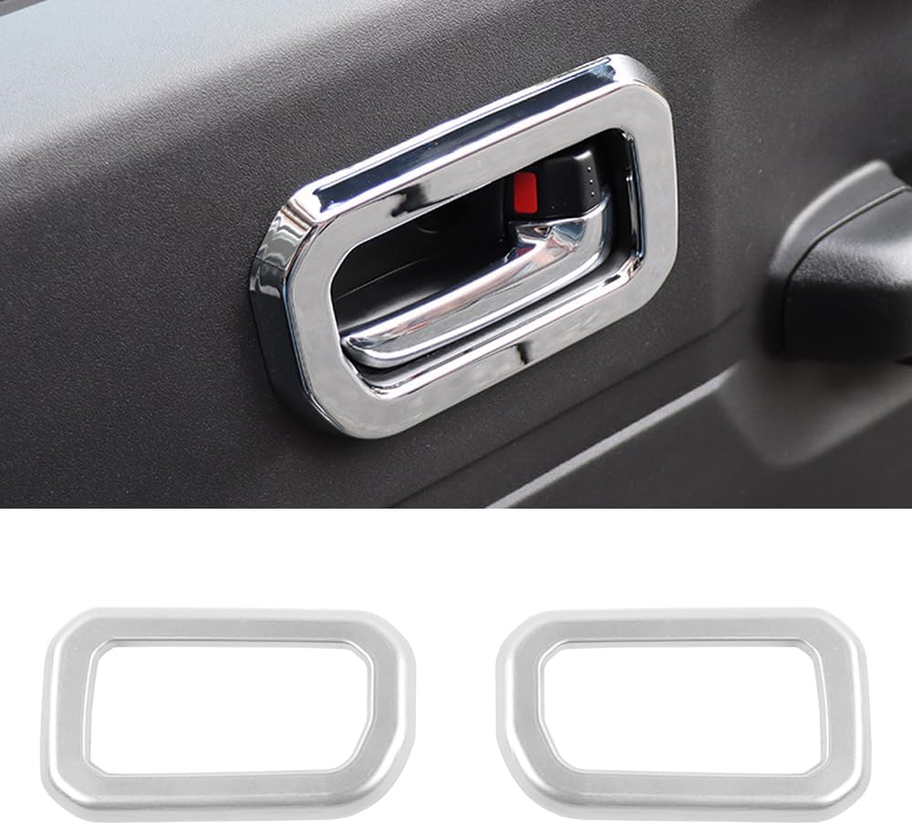Interior Door Handle Trim Bezel Compatible with Suzuki Jimny 2019 2020 2021 2022 2023 2024 Inside Door Handle Bowl Decoartive Cover Accessories (Silver)