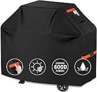 Vista 1 de Funda para parrilla 600D resistente, ajuste universal, impermeable, protector para parrilla de barbacoa con correas ajustables, cubierta de horno